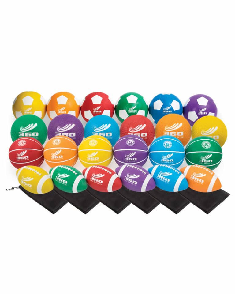 Complete set of sports balls in different colors