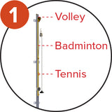 Wall mounted net supports 10 fixing points