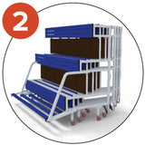 Mobile compact bleachers 2 rows for 32 people