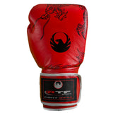 red leather boxing gloves