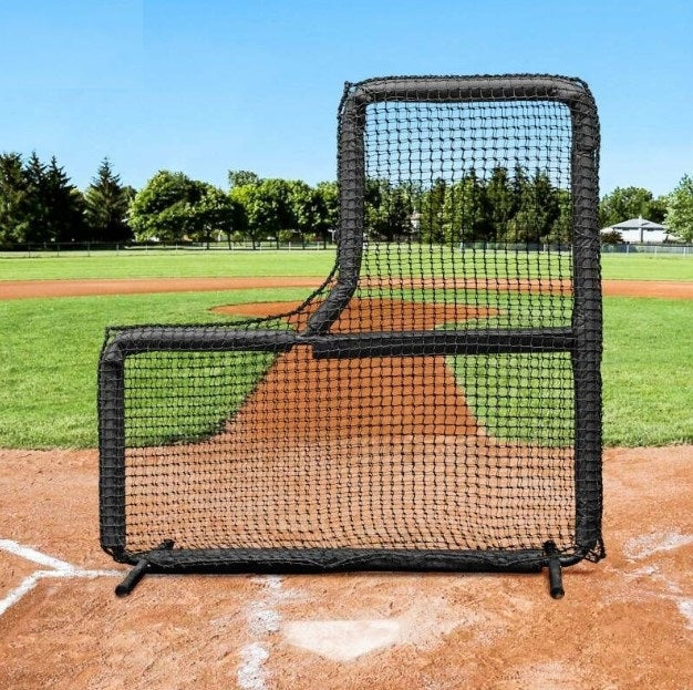 L-shaped baseball protective net