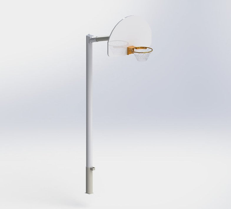 Straight basketball hoop with extension