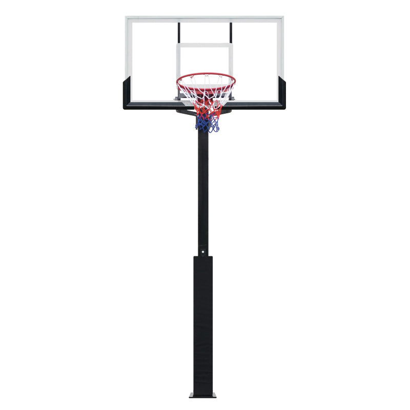 Basketball hoop with fixed steel leg