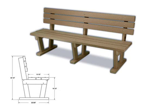 Bench with plastic backrest